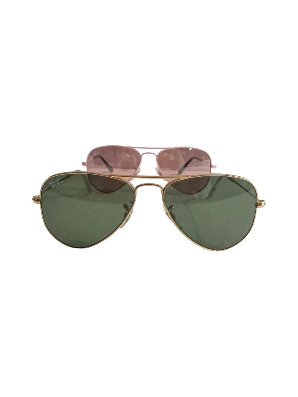 Bundle (2) kids Ray-Ban Aviator Sunglasses - Gold Frame and pink